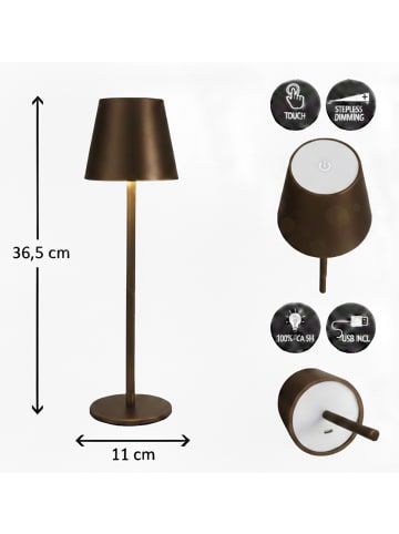 Coen Bakker LED Tischlampe dimmbar Innen & Außen 36,5x11cm Glatt in Bronze