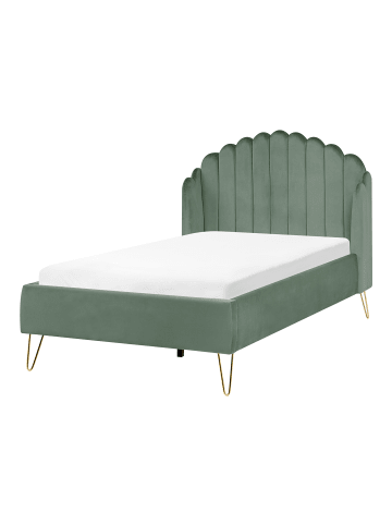 Beliani Doppelbett AMBILLOU in Grün/Gold - (W) 157 x (H) 126 x (L) 214 cm