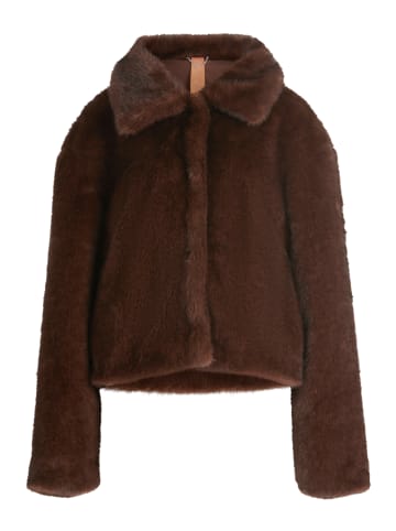 CARTOON Kunstfell-Jacke mit Eingrifftaschen in Braun
