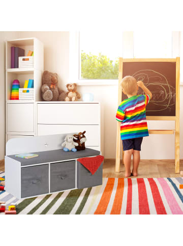 relaxdays Kinderbank in Weiß/ Grau - (B)99 x (H)54 x (T)35 cm