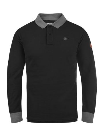 BLEND Langarm-Poloshirt BHRalle in Schwarz