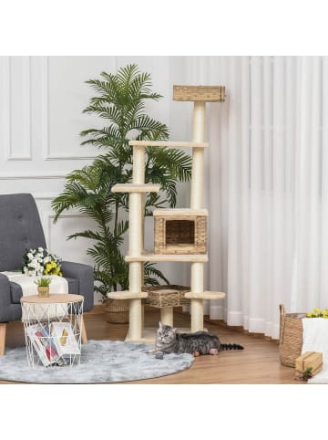 Pawhut Kratzbaum Beige+Braun 55L x 55B x 174H cm