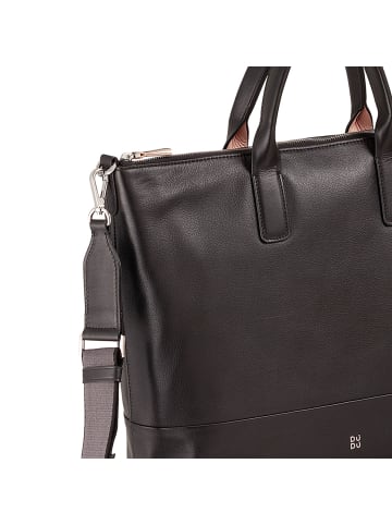 DuDu Halmahera Shopper Tasche Leder 40 cm black rose