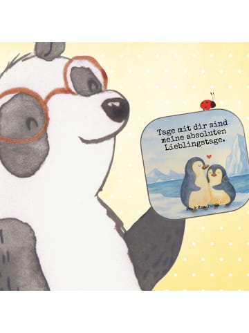 Mr. & Mrs. Panda Bierdeckel Pinguin umarmen Design mit Spruch in Weiß