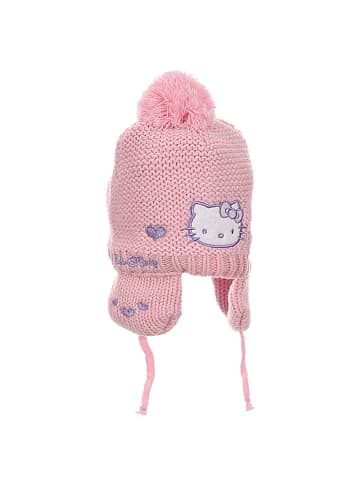 Hello Kitty Baby Mütze gestrickt mit Fleece-Futter Hello Kitty in Rosa