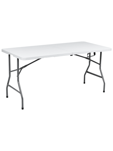 Beliani Gartentisch CUGNOLI in Weiß/Silber - (W) 74 x (H) 74 x (L) 152 cm
