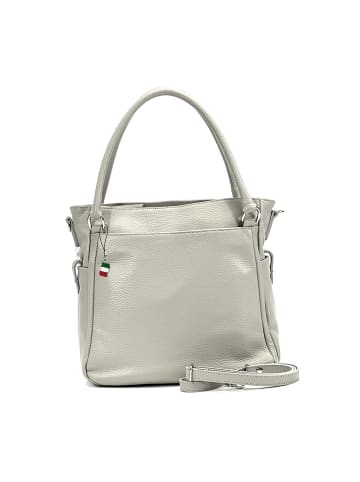 Florence Leder Handtasche, Umhängetasche Florence Tasche hellgrau ca. 38cm