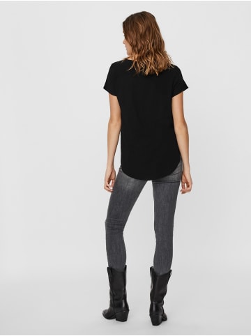 Vero Moda Langes Basic T-Shirt Kurzarm Top Einfarbiges Oberteil VMBECCA in Schwarz-2