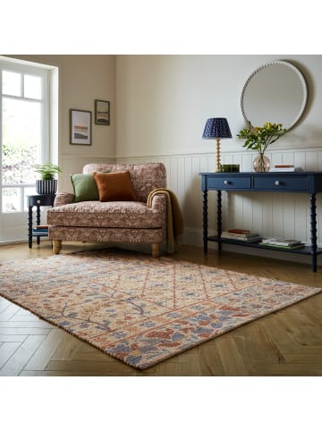 KADIMA DESIGN Teppich Jute Boho Patchwork, Wohnzimmer in Natur-Blau