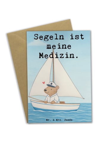 Mr. & Mrs. Panda Grußkarte Bär Segeln Design mit Spruch in Weiß