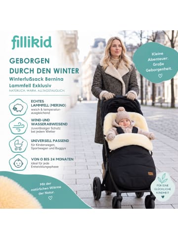 fillikid Winterfußsack Bernina Lammfell Exklusiv in Schwarz/Natur