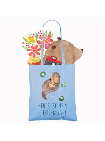 Mr. & Mrs. Panda Tote Bag Otter Seerose mit Spruch in Sky Blue
