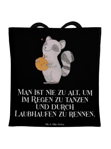 Mr. & Mrs. Panda Tragetasche Waschbär Kürbis mit Spruch in Schwarz
