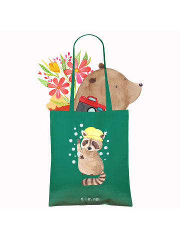 Mr. & Mrs. Panda Tote Bag Waschbär ohne Spruch in Mint