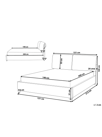 Beliani 3-tlg Doppelbett BELFORT in Beige/Braun