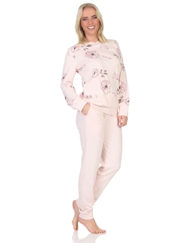 NORMANN Langarm Kuschel Interlock Schlafanzug Langarm Florale Optik - 87289 in rosa