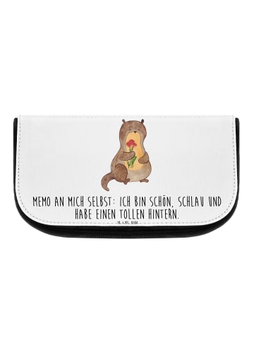 Mr. & Mrs. Panda Schminktasche Otter Blumenstrauß mit Spruch in Weiß