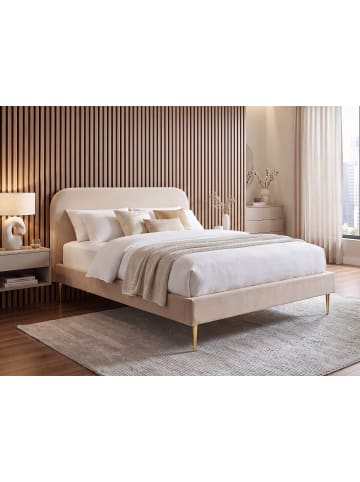 2-tlg Doppelbett FLAYAT in Beige/Gold