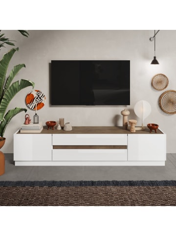 CALICOSY TV Board UTOPIA in Dunkles Holz - (W) 205 x (H) 44 x (L) 40 cm