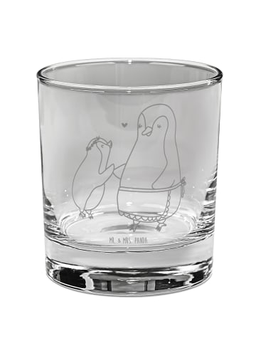 Mr. & Mrs. Panda Glas Pinguin mit Kind ohne Spruch in Transparent