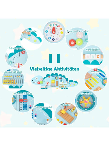 COSTWAY Montessori Motorikbrett 11-in-1 Busy Board ab 1 Jahr in Blau