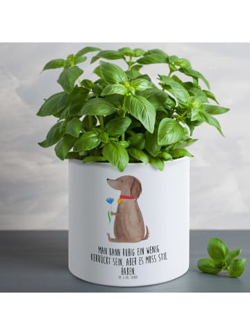 Mr. & Mrs. Panda Pflanzenkübel groß Hund Blume mit Spruch in Weiß