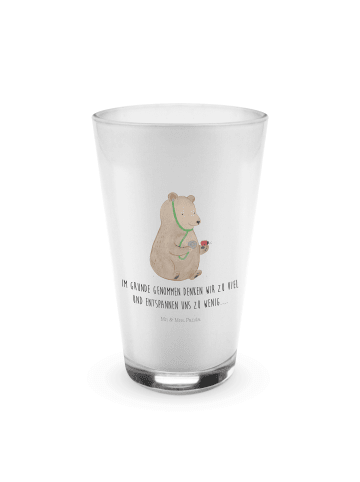 Mr. & Mrs. Panda Blümchentailglas Bär Arzt mit Spruch in Transparent