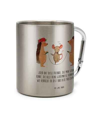 Mr. & Mrs. Panda Thermotasse Igel Seilhüpfen mit Spruch in Silber
