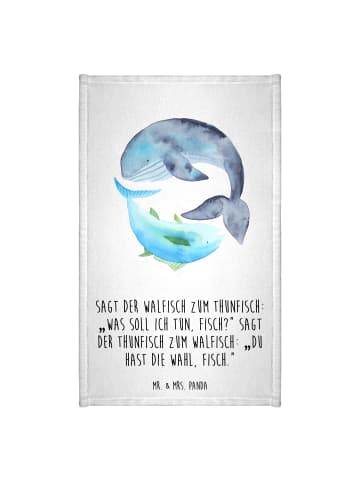 Mr. & Mrs. Panda Gästehandtuch Walfisch Thunfisch mit Spruch in Weiß