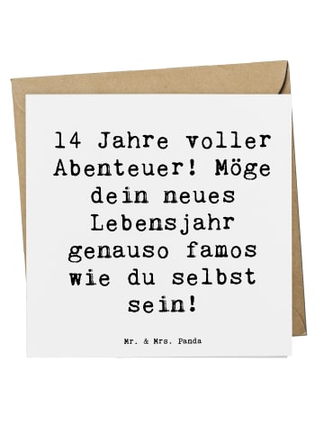 Mr. & Mrs. Panda Klappkarte Spruch 14. Geburtstag Abenteuer mit ... in Weiß