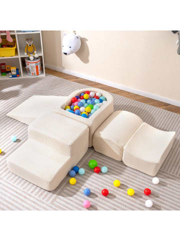 COSTWAY 5 tlg. Schaumstoffbausteine ohne Bälle Cordstoff in Beige