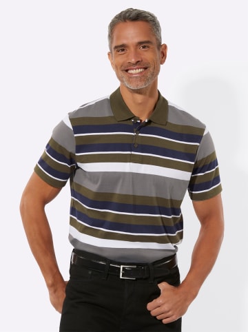 Sieh an! Poloshirt in oliv-weiß-geringelt