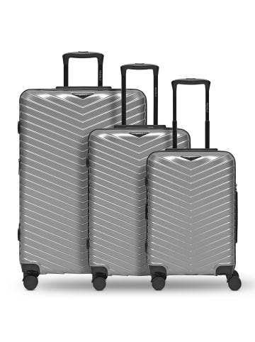 Redolz Essentials 18 4 Rollen Kofferset 3-teilig mit Dehnfalte in Metallic-Silver Shiny
