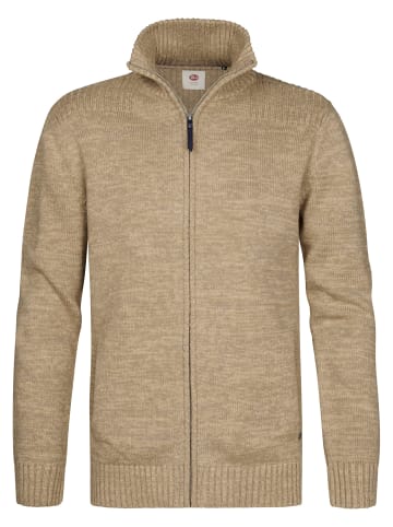 Petrol Industries Melierte Strickjacke aus Baumwolle mit Reißverschluss millford in Braun