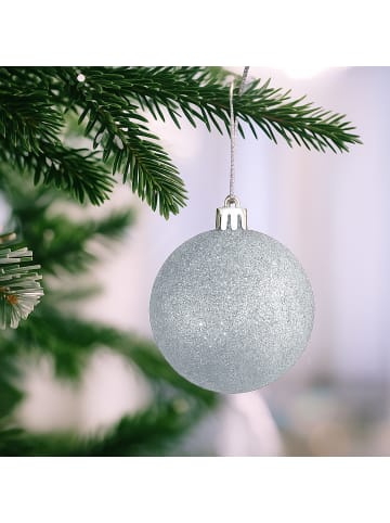 relaxdays 30-tlg. Weihnachtskugeln Set in Silber