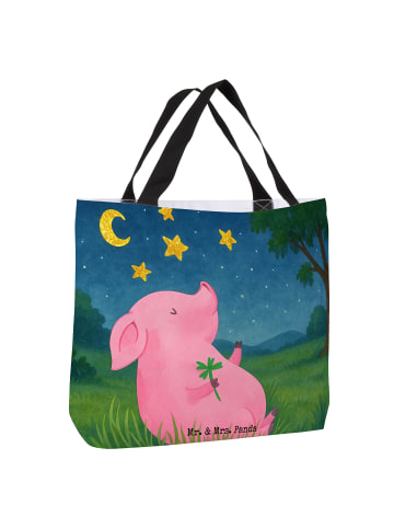 Mr. & Mrs. Panda Stofftasche Schwein Glück Design ohne Spruch in Weiß