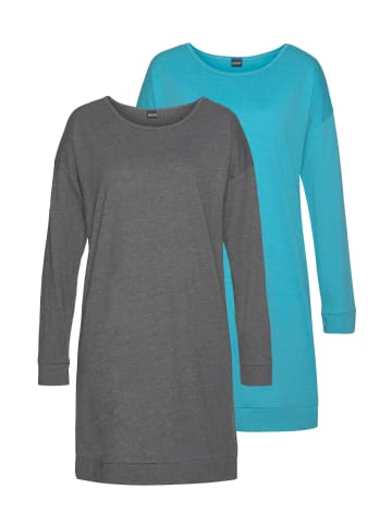 ARIZONA Nachthemd in türkis + grau