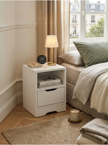 KADIMA DESIGN Nachtkonsole WL5.700 31x43x31cm Matt 1 Schublade und Ablagefach, in Weiß