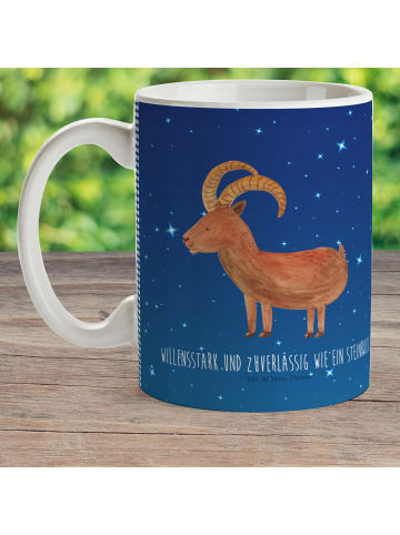 Mr. & Mrs. Panda Haferl Sternzeichen Steinbock mit Spruch in Sternenhimmel Blau