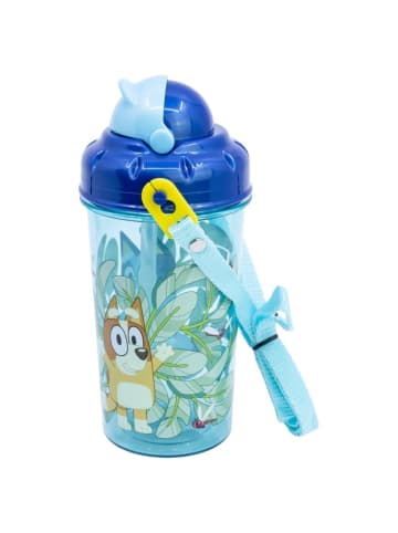 Bluey Kinder Trinkflasche 465ml mit Strohhalm und Tragegurt