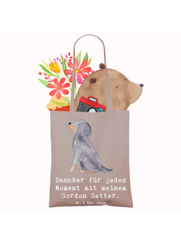 Mr. & Mrs. Panda Stofftasche Gordon Setter Moment mit Spruch in Braun Pastell