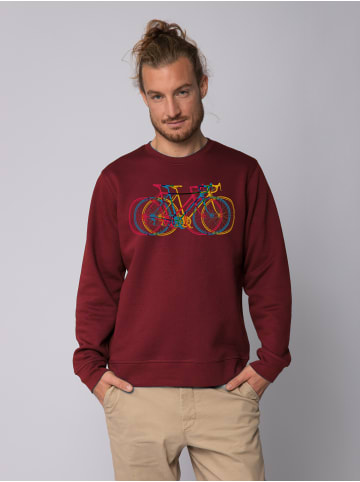 wat? Apparel Sweatshirt Fahrräder in Weinrot