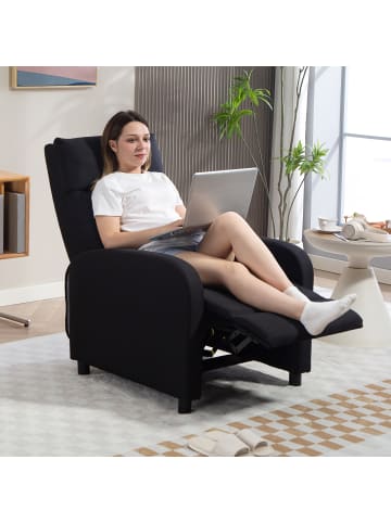 HOMCOM Fernsehsessel mit Liegefunktion in Schwarz 87L x 67B x 98H cm