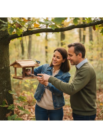 relaxdays Vogelfutterhaus in Geflammt - (B)26 x (H)22 x (T)22 cm