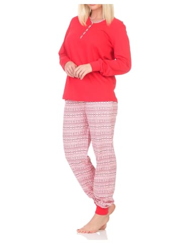 NORMANN Langarm Schlafanzug Pyjama Bündchen Ethnolook - 85153 in pink