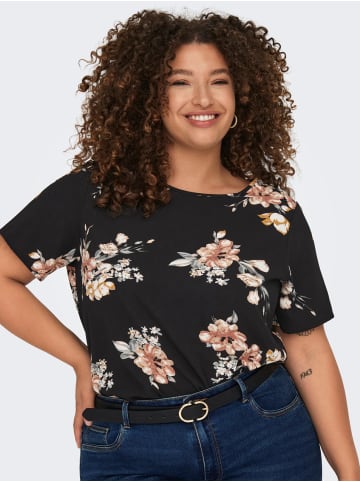 ONLY Carmakoma Kurzarm Design Bluse Plus Size Curvy Shirt CARVICA Übergröße in Schwarz-4