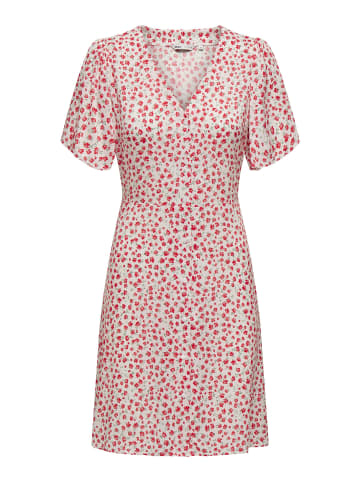 ONLY Legeres Mini Kleid Sommerliches Design Muster in Rot-Weiß