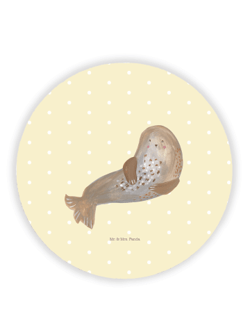 Mr. & Mrs. Panda Kühlschrankmagnet Robbe Lachen ohne Spruch in Gelb Pastell