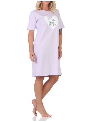 NORMANN Kurzarm Nachthemd Herz Motiv 125 214 360 in lila