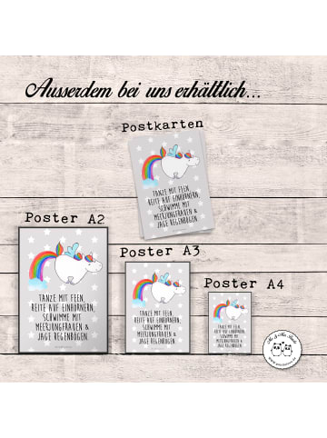 Mr. & Mrs. Panda Bild Einhorn Fliegendes Pferd mit Spruch in Grau Pastell